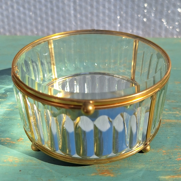Glass Display Box Gold Metal Jewelry Box Display Case Holder Stained Glass - Picture 15 of 16